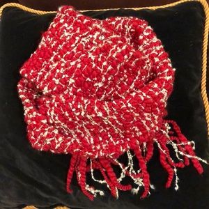 Long textured red acrylic scarf
